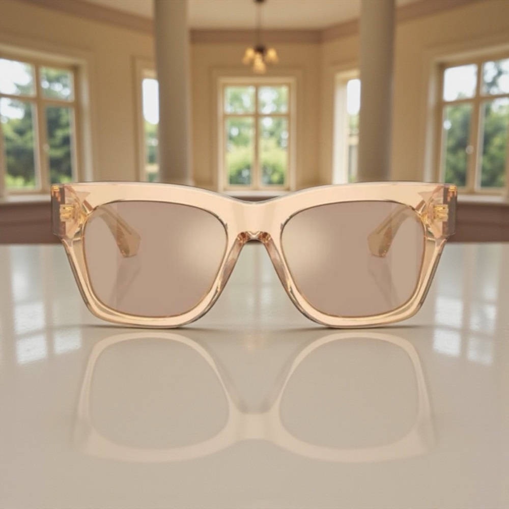 Burberry Square Champagne Sunglasses with Mirror Lens BE 4424 40625A - Picture 7 of 9